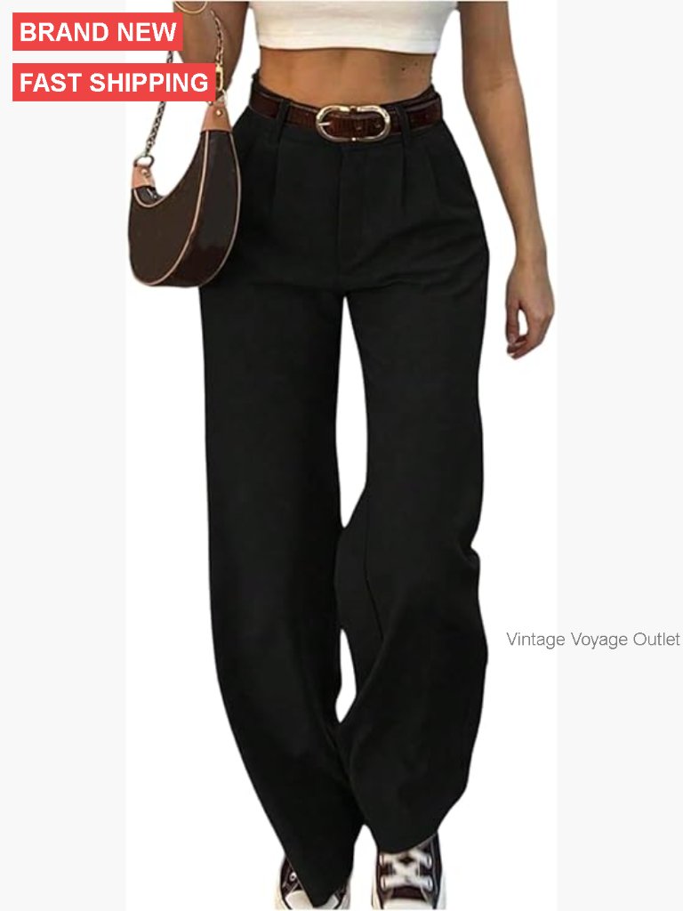 High Waisted Pleated Trousers Wide Leg Dress Pants Business Casual Work Slacks